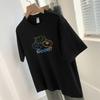 Camiseta de algodón grueso de 260 g para mujer, de verano, de manga corta, cuello redondo, diseño estampado bonito, camiseta de media manga.