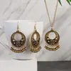 Conjunto de 2 Piezas de Collar y Pendientes de Estilo Étnico Retro Combinación Cadena para Suéter Accesorios Largos Versátiles Simples Decoración de Nicho para Mujeres