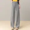 Pantalones de Lana de Fruta Estrella Pantalones Banana para Mujer Otoño 2026 Nuevo Cintura Alta Adelgazantes Sueltos Cuadros de Avena Pierna Recta Pantalones Casuales