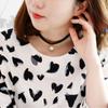 Collar de perlas con cinta clásico estilo coreano superventas collar elegante simple satén blanco y negro perla collar corto venta al por mayor