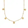 Europa y Estados Unidos tendencia de moda transfronteriza retro exquisita joyería acero inoxidable chapado en oro de 18 quilates circón flor clip cadena de cuentas mujer