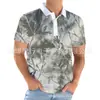 2025 Amazon Verão Masculino Casual Gola Lapela Estampado 3D Manga Curta Camisa Polo Masculina Tamanho Grande Top Havaiano