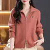 Chaqueta casual de punto para mujer de mediana edad con doble cremallera, nueva colección primavera/otoño 2026, ropa casual para mujer, cárdigan suéter de punto con cuello