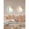 Lámpara de Pared para Habitación Infantil Forma de Estrella Luna Habitación Niño Niña Lámpara de Mesita de Noche LED de Dibujos Animados Creativa Lámpara de Ahorro de Energía