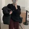 Suéter de Punto de Manga de Linterna de Estilo Coreano Holgado Talla Grande para Mujer Primavera, Otoño e Invierno Nuevo Suéter de Punto Holgado con Top Interior para Mujer
