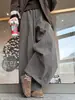 Pantalones Casuales de Pierna Ancha Color Gris Oscuro para Mujer, Nuevo Estilo de Primavera, Tallas Grandes, para Figuras Petites, de Cintura Alta, Corte Holgado, Adelgazantes, Pantalones Curvos