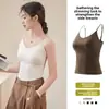 Venta directa del fabricante, popular en el sudeste asiático, top sin mangas ajustado y sin costuras con cuello en V, transpirable con almohadillas en el pecho, versátil y elegante