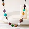 Colar de Pedras Naturais Coloridas Design de Nicho Ins Coreano Feito à Mão com Contas Corrente de Clavícula Fashion Versátil Personalizado Joia
