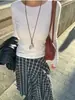 Suéter de punto sin costuras JISGN Yangzi para mujer, patrón de onda de agua, cuello redondo, corte ajustado, adecuado para usar en capas en otoño e invierno