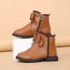 Otoño 2026 Botines Cortos para Niños Suela Suave Botas de Piel Moño Estilo Coreano Moda Zapatos para Niños Moda Princesa Botas tipo Martin para Niñas