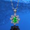 Fornecimento ao vivo s925 prata esterlina verde azul vermelho gema colar feminino cheio de diamante princesa vento três cores opcionais
