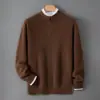 26 Outono Inverno Masculino Gola Alta Pulôver Engrossado Casual Quente Malha de Lã Pura Tendência Camada Interna Camada Base