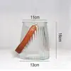 Jarrón de Vidrio Sódico-Cálcico Transfronterizo al por Mayor con Asa de Cuero, Jarrón de Vidrio para Cocina, Dormitorio, Mesa de Comedor, Decoración Exquisita Ins