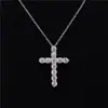 Collar Cruz Versión de Lujo Chapado en Plata de Ley 925 con Oro de 18 Quilates, Colgante Cruz Incrustado de Diamantes, Cadena de Clavícula Cruz Completa de Diamantes, Envío Directo