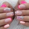 Unhas curtas pretas com glitter Coroa doce legal garota quente gradiente manicure Comércio exterior europeu e americano usar estilo de unha ins atacado