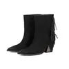Botas femininas de outono e inverno, estilo transfronteiriço, bico fino, cano baixo, cor sólida versátil, sem cadarço, leves, salto ultra-alto, botas Martin de tamanho grande para comércio exterior.