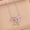 [Conjunto] Colar Corrente Clavícula Zircônia Laço Estrela Cintilante Transfronteiriço Europeu e Americano Moda Feminina Acessível Luxo Elegante Fecho