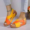 Sandalias de cuña peep-toe nuevas para mujer 2026, transfronterizas, talla grande, suela gruesa, huecas, ligeras, para playa