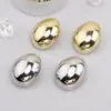 Pendientes Huecos con Forma de Huevo Transfronterizos, Estilo Retro Europeo y Americano Estilo Hong Kong, Pendientes Sencillos Tridimensionales Tipo Espejo, Accesorios para Orejas de Lujo Ligero de Alta Gama