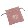Ventas Directas de Fábrica Personalizado Simple Rosa Oro Estampado Logo Empaque de Terciopelo para Joyería, Cuentas Budistas y Cosméticos