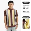 Camisetas de Manga Corta Casual de Negocios Transfronterizas para Hombre Europeas y Americanas Tops de Verano para Hombre Polos de Punto Rayados con Cuello