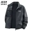 Chaqueta Reversible Otoño e Invierno 2025 Chaqueta de Forro Polar para Hombre con Múltiples Bolsillos Casual Cuello Alto Chaqueta Cortavientos para Exteriores