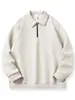 Ropa de Hombre Fengshe / Nuevo 2026 Primavera y Otoño Camisa Polo de Media Cremallera para Hombre Manga Larga Cuello Campana Superior Sudadera Gruesa