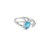 Anel Aberto de Luxo Leve para Mulheres Moda Pedra Colorida Incrustada com Diamante Anel de Dedo com Personalidade Material de Alta Qualidade Acessórios Estilo Ins