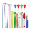 Set de Pasahilos Elásticos Amazon, Pasahilos Elásticos de Plástico Largos, Pasahilos de Doble Agujero, Pinza para Elástico