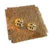 Aretes Cuadrados Redondos con Textura de Aguja de Acero Pendientes Elegantes Transfronterizos Europeos y Americanos Pendientes de Estilo Fresco y Elegante de Nicho Venta al por Mayor Mujeres