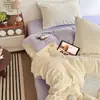 Ins cor sólida simples duas cores veludo de leite conjunto de quatro peças A-class blogueira luxo leve coração de menina dopamina fronha de veludo de leite
