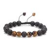 Pulseira Transfronteiriça Nova Europeia e Americana de 8mm de Turquesa e Pedra Vulcânica Energia Yoga Contas Turquesa Olho de Tigre