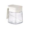 Tarro de condimento de vidrio con tapa abatible, tarro de sal, botella de condimento para el hogar con cuchara, tarro de condimento de cocina colgante adecuado