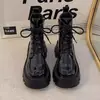 Botines estilo británico para mujer, nueva colección otoño/invierno 2026, botines cortos al tobillo, diseño retro, suela gruesa, tacón grueso y piel brillante