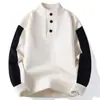 Artículo Popular Transfronterizo Moda de Moda Cuello Alto Botones Tejido Capa Base Tejido Hombre Rojo Blanco Crudo