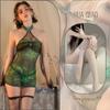 Lingerie Sexy Fada Cheongsam Cosplay Decote Halter Xale Transparente Bodycon Uniforme Lingerie Provocante de Malha