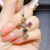 Venta al por mayor de fábrica Popular Colgante de Turmalina Natural con Incrustaciones de Plata S925 Piedra Principal 4*4 Joyería de Lujo Venta Directa de Fábrica