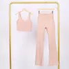 Conjunto de Chaleco Lulu U y Pantalones Acampanados, Ajustado con Cuello Alto, Cremallera Dorada Elástica, Conjunto para Fitness Yoga