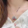 Collar con cierre de seguridad de flor de peonía de plata esterlina s925 para mujer, colgante con candado Lang Ruyi pintado, cadena de suéter larga retro, cadena de clavícula
