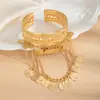 Colección de Pulseras de Brazo, Pulseras Abiertas Metálicas con Flor y Borla Transfronterizas Europeas y Americanas para Mujer, Moda Personalizada, Accesorios de Estilo Marino Sencillo