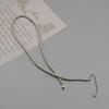 Collar de Perlas Redondas Gris Cáñamo Mismo que el Blogger de Xiaohongshu Cadena Retro Gris Plata para Clavícula Joyería Transfronteriza
