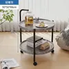 Mesa de té pequeña móvil, carrito pequeño, estante de almacenamiento mini con ruedas para sala de estar/balcón, mesita de noche, mesa auxiliar, mesa redonda pequeña