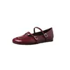 Zapatos Mary Jane de cuero extremadamente elegantes con hebilla cuadrada pequeña de pedrería de doble fila, otoño 2026, tacón bajo, aumento de altura interno, punta redonda, zapatos de cuero genuino para mujer