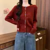 Chaqueta cárdigan de punto abotonada colorida para otoño e invierno para mujer, suéter holgado nuevo para primavera y otoño 2026, top gris para mujer de primavera