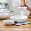 Louça de Jingdezhen Branca Pura Estilo Chinês Porcelana Óssea Tigela, Tigela Grande para Macarrão, Tigela de Salada, Tigela Rasa, Material Porcelana Óssea