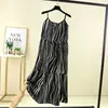 Vestido de Alça de Algodão com Estampa de Tinta Feminino Verão Novo Estilo Nacional Versátil Decote V Floral Longo Saia de Chiffon