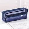 Estojo de lápis de malha de nylon transparente de camada dupla para exame estéreo multicamadas em camadas de grande capacidade papelaria Bolsa simples ins