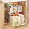 Solución de almacenamiento multicapa para gabinetes principales, estante para snacks, perfecto para dormitorios estudiantiles, canasta extraíble para gabinete profundo, caja de almacenamiento debajo del gabinete