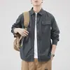 Camisa Casual de Manga Larga Retro Americana con Bolsillo para Hombre Estilo Primavera/Otoño Moderna Ins Holgada Chaqueta Camisa para Hombre Verano