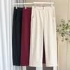 Invierno 2024 Nuevo 200 Jin chica gordita talla grande Mujer Simple Adelgazante Casual Forrado de felpa Cintura Alta Pantalones Rectos 5817